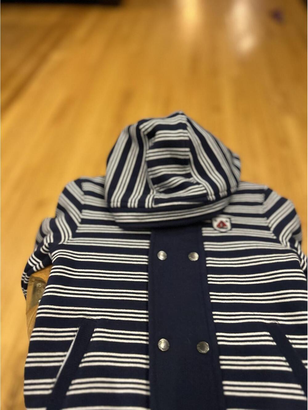 Cyrillus Paris Navy and White Striped Hooded Todler Jacket